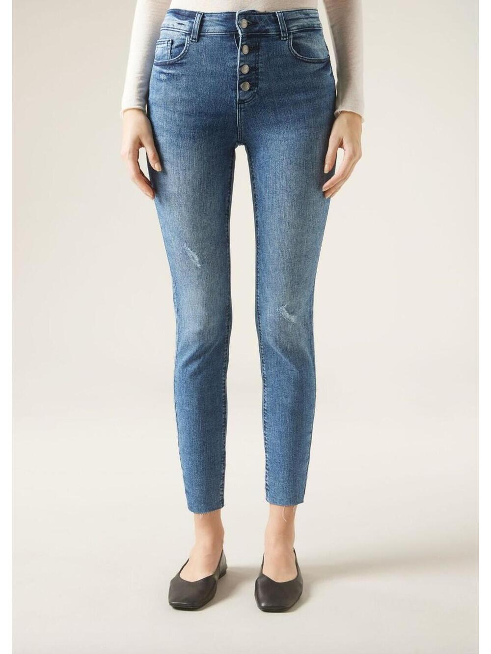 (RC) Calzedonia Super Skinny Buttoned Jeans Women's Size Medium Stretch Denim